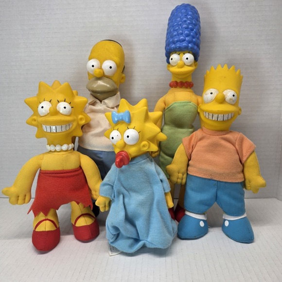 VTG 1990 The Simpsons Plush Doll Set Homer Marge Bart Lisa Maggie Figures 7"-12" - Picture 1 of 16
